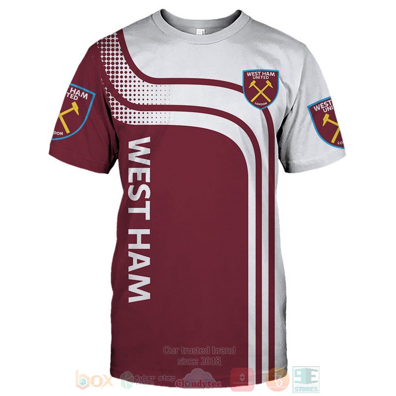 West Ham United white red 3D shirt hoodie 1 2 3 4 5 6 7 8 9