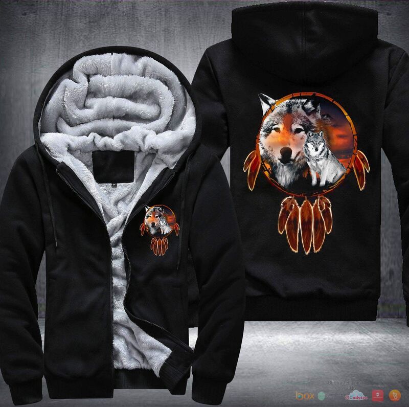 Wolf Natve American Fleece Hoodie Jacket 3 Wolf Natve American Fleece Hoodie Jacket 1 2