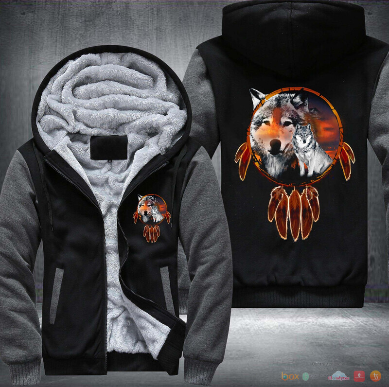 Wolf Natve American Fleece Hoodie Jacket 4 Wolf Natve American Fleece Hoodie Jacket 1 2 3