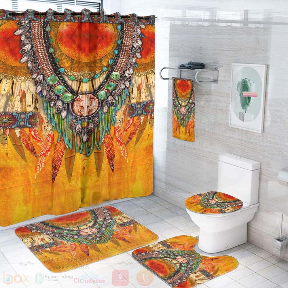 Wolf Necklace Pattern Bathroom Set