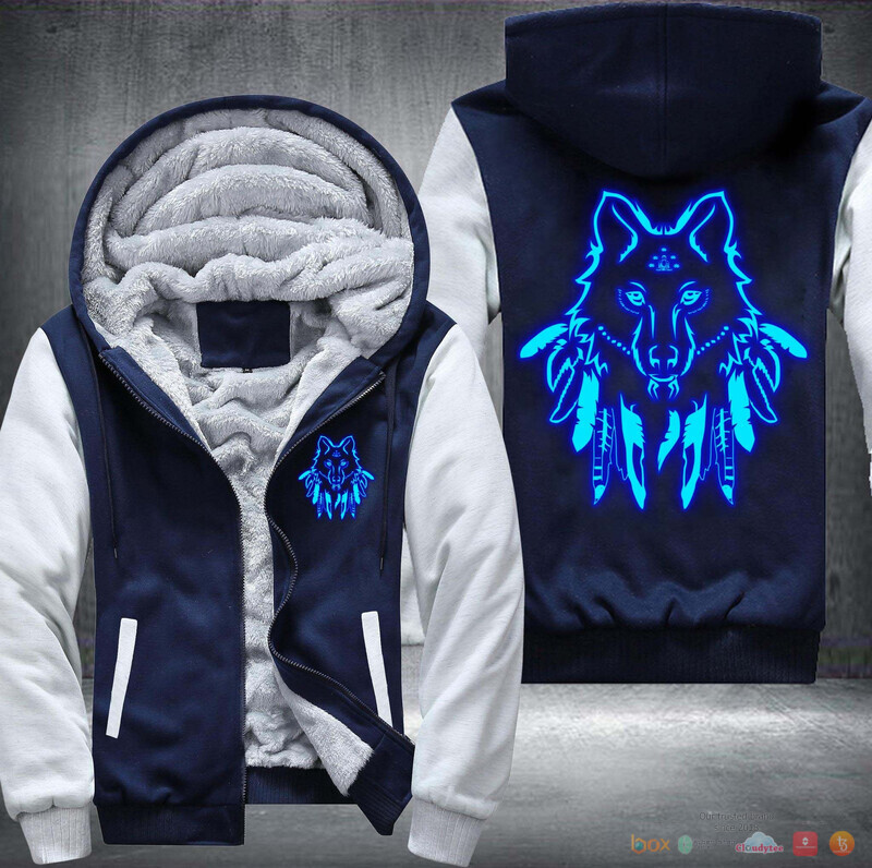 Wolves Native American Fleece Hoodie Jacket 4 Wolves Native American Fleece Hoodie Jacket 1 2 3
