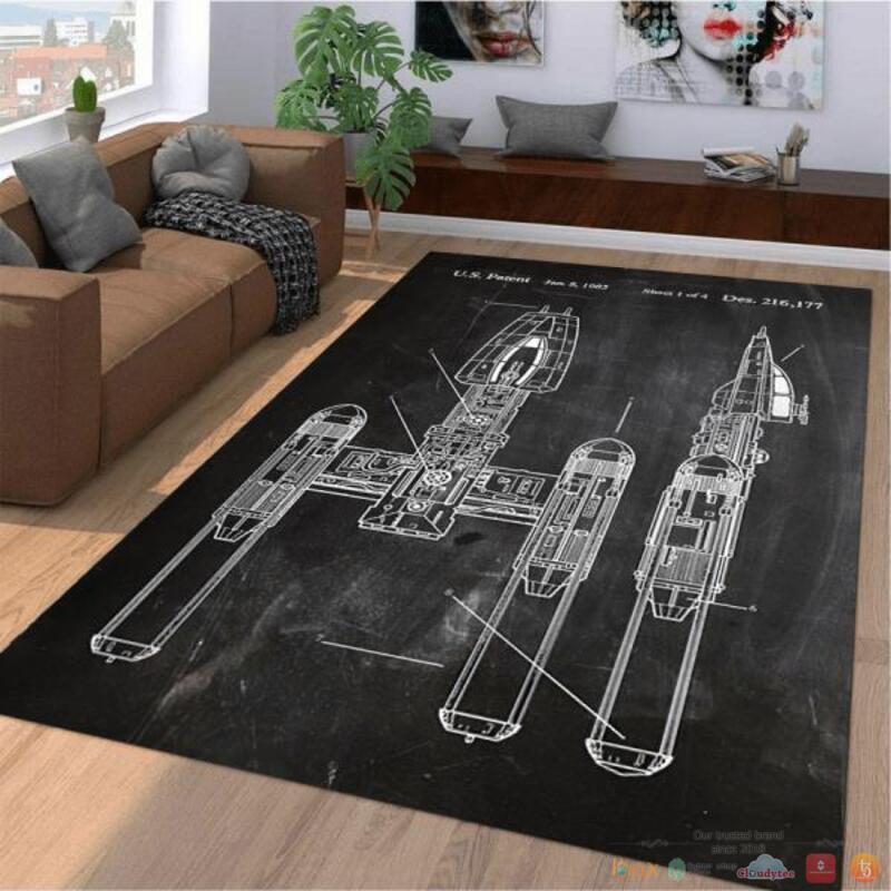 X Wing Star Wars Black Rug