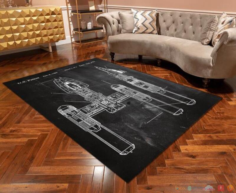 X Wing Star Wars Black Rug 1