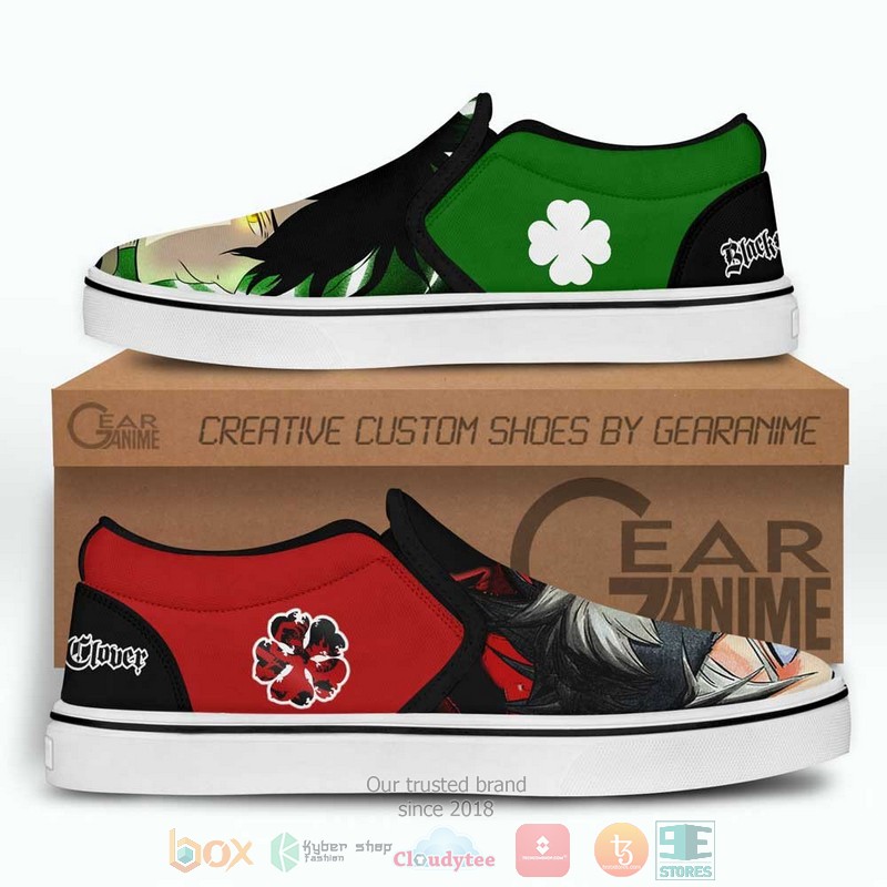 Yuno and Asta Anime Black Clover Slip-On Sneaker Shoes 3 Yuno and Asta Anime Black Clover Slip On Shoes 1 2