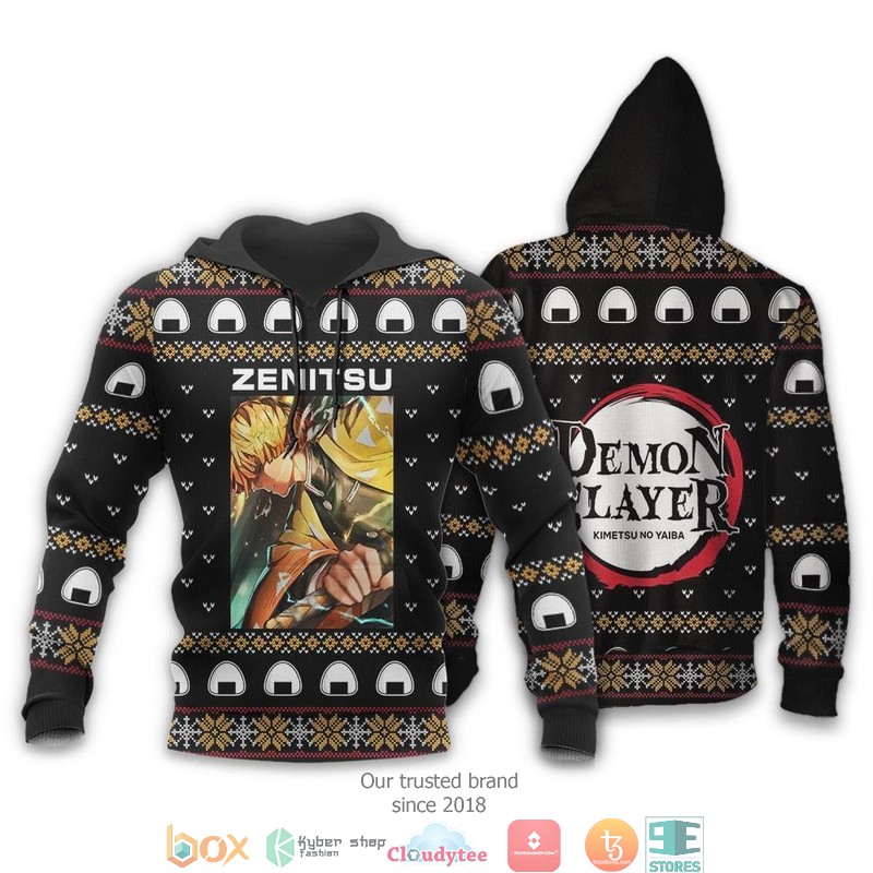 Zenitsu Agatsuma Demon Slayer Anime Xmas 3d shirt, hoodie 3 Zenitsu Agatsuma Demon Slayer Anime Xmas 3d shirt hoodie 1 2