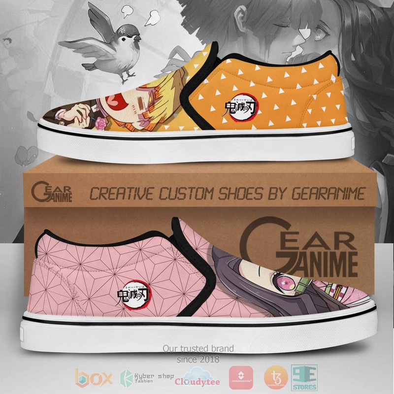Zenitsu And Nezuko Anime Demon Slayer Slip On Shoes 1