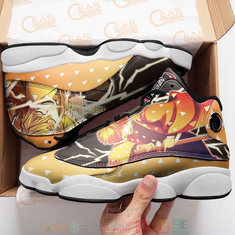Zenitsu Thunder Breathing Anime Demon Slayer Air Jordan 13 Sneaker Shoes 2 Zenitsu Thunder Breathing Anime Demon Slayer Air Jordan 13 Shoes 1