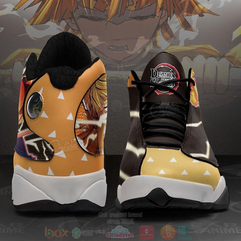 Zenitsu Thunder Breathing Anime Demon Slayer Air Jordan 13 Sneaker Shoes 5 Zenitsu Thunder Breathing Anime Demon Slayer Air Jordan 13 Shoes 1 2 3 4