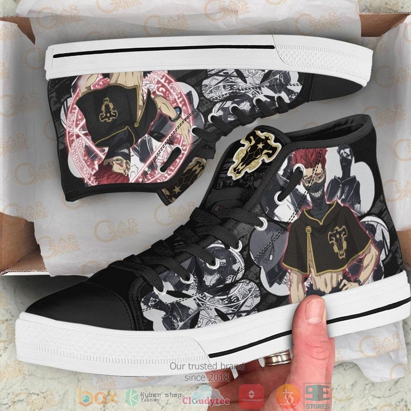 Zora Ideale Black Clover High Top Canvas Shoes 1