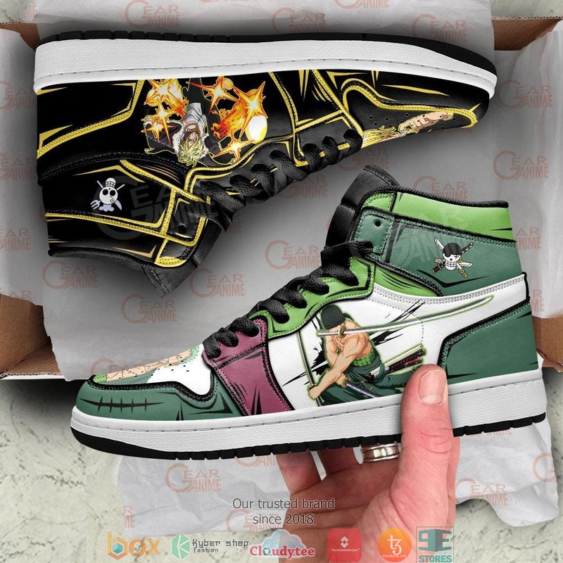 Zoro And Sanji One Piece Anime Air Jordan High top shoes 1 2