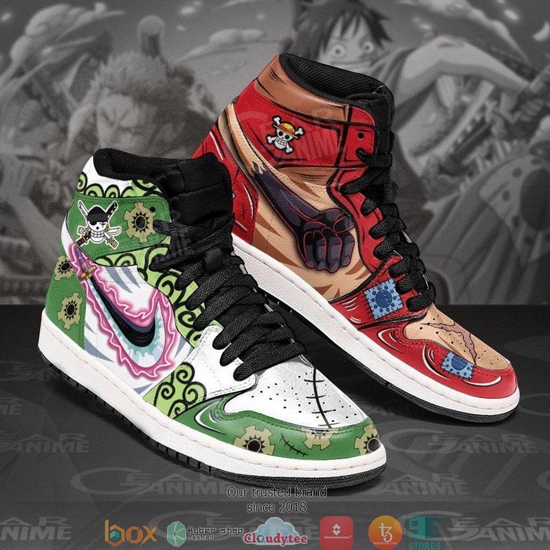 Zoro and Luffy Wano Arc Anime One Piece Air Jordan High top shoes 1