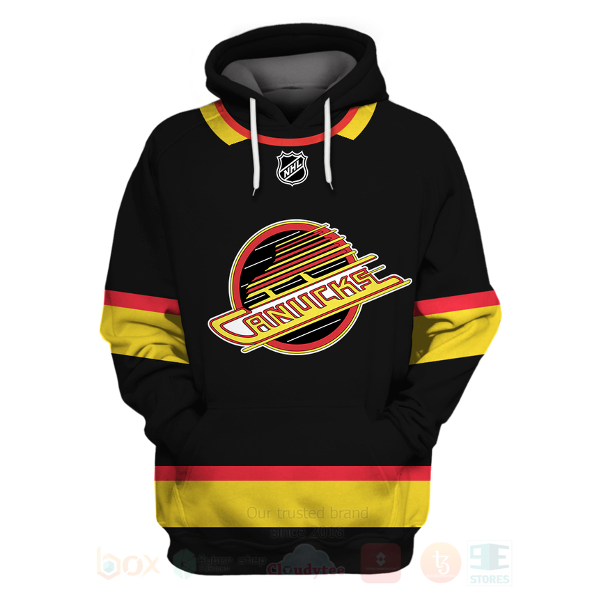 BEST NHL Vancouver Canucks Personalized Custom Black Unisex 3D Hoodie, Shirt 3 NHL Vancouver Canucks Personalized Black 3D Hoodie Shirt 1 2
