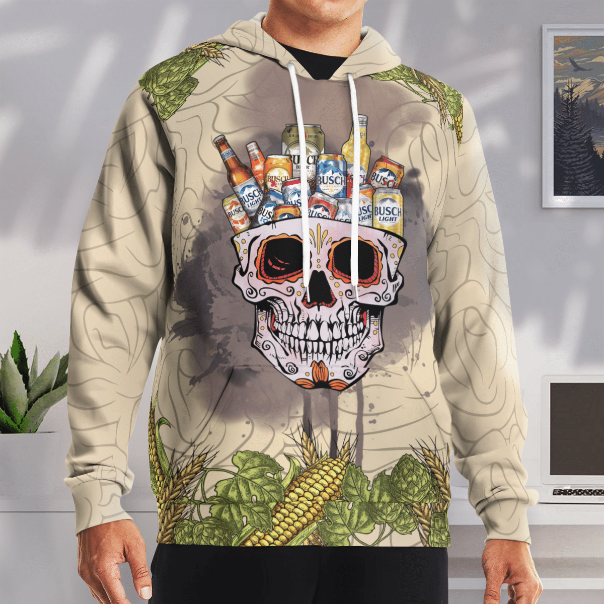 BEST Sugar Skull Busch Bucket Unisex Green 3D Hoodie, Zip Hoodie 5 1638502119bfc6232c47