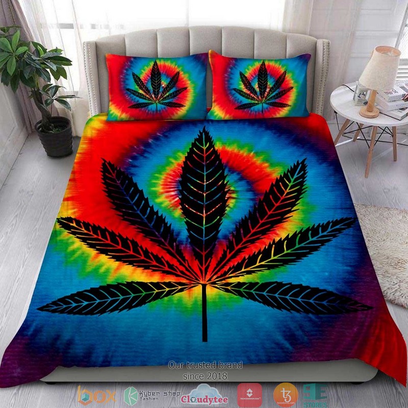 420 Cannabis Art Colorful rainbow bedding set 1