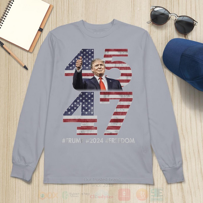 45 47 Trump 2024 Freedom Long Sleeve Tee Shirt 1 2 3 4 5 6 7 8 9 10 11 12