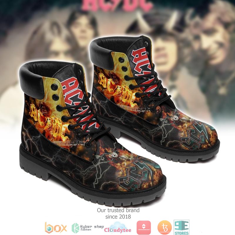 AC DC Rock Band Flame thunder line Timberland Boots