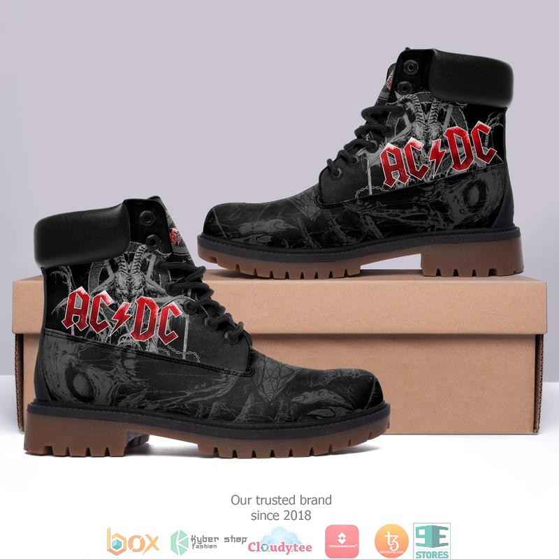 AC DC Rock Band Skull Black Timberland Boots