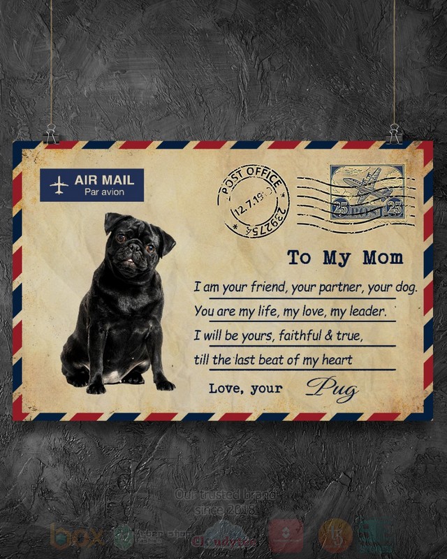 Air Mail Par Avion Black Pug Poster 1 2 3 4 5 6 7