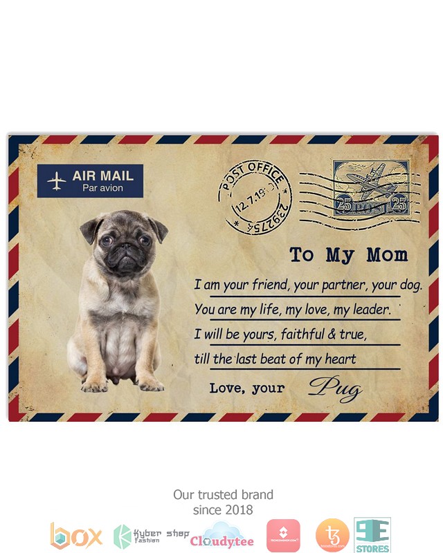 Air Mail To my mom Fawn Pug Poster