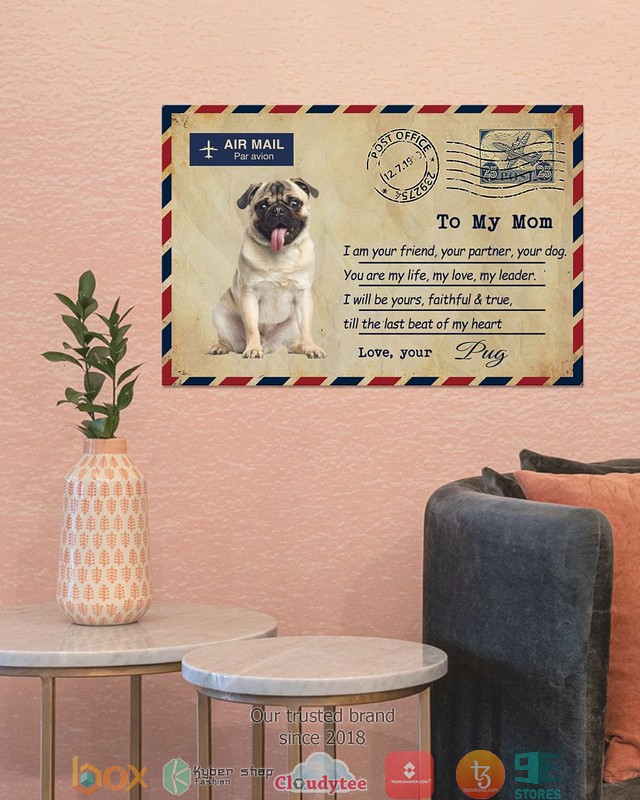 Air Mail To my mom Love your Fawn Pug Poster