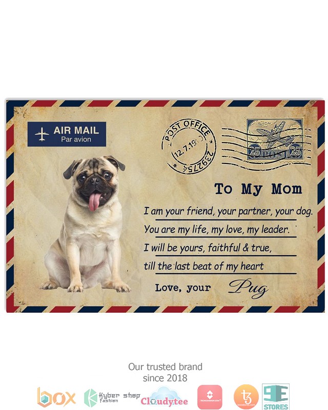 Air Mail To my mom Love your Fawn Pug Poster 1 2 3