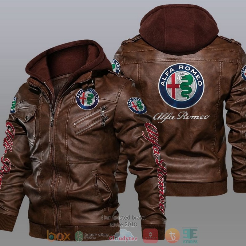 NEW Alfa Romeo Car Motor Leather Jacket 2 Alfa Romeo Car Motor Leather Jacket 1