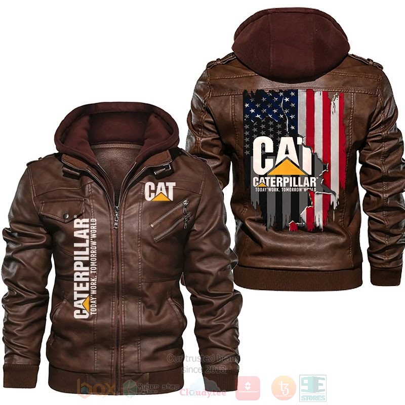 American Flag Caterpillar Leather Jacket 1