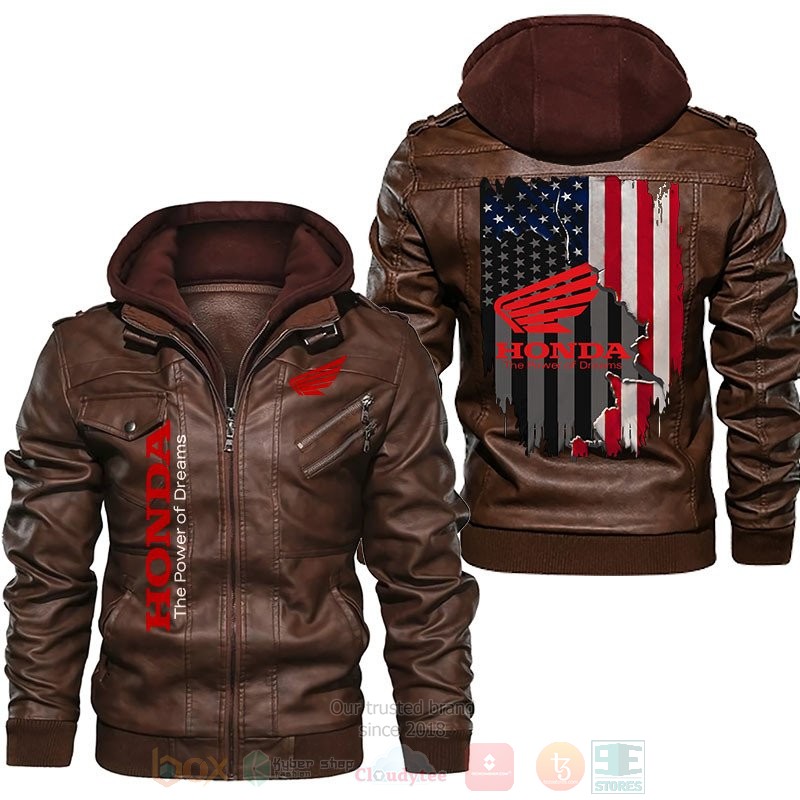 American Flag Honda Leather Jacket 1