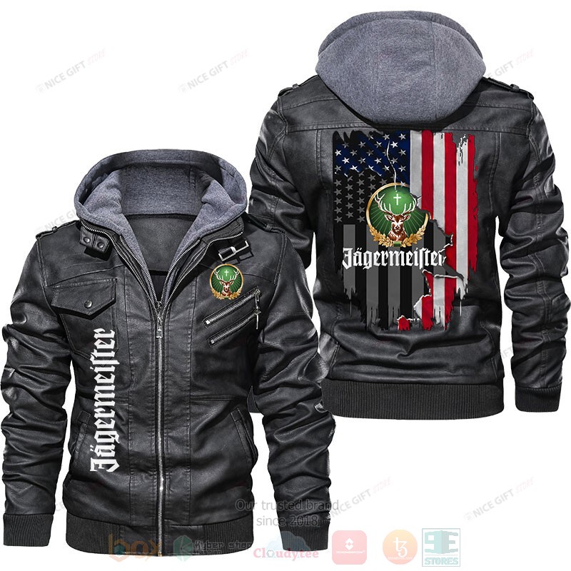 American Flag Jagermeister Leather Jacket