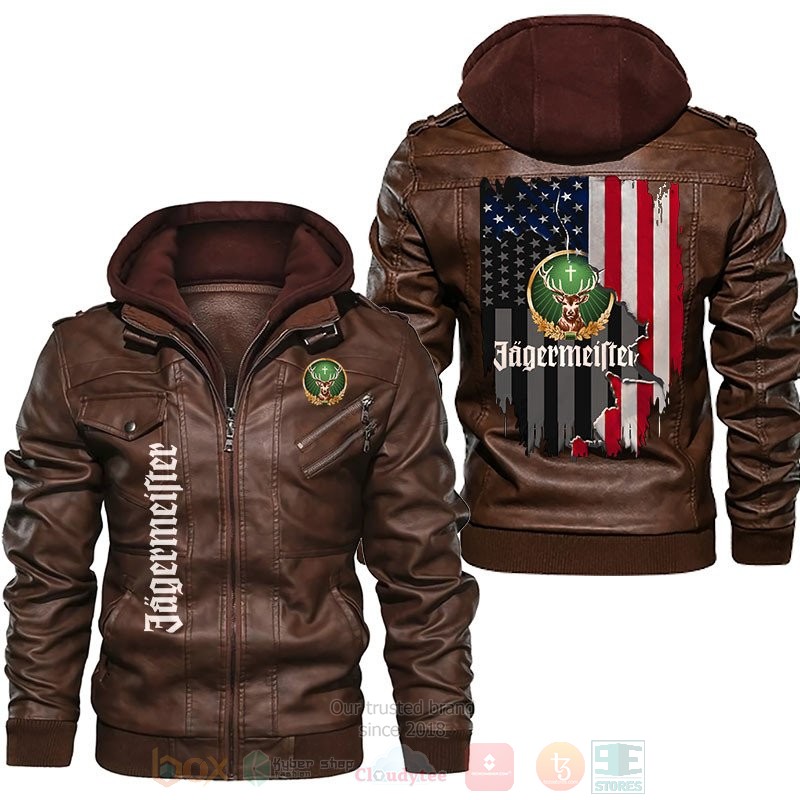 American Flag Jagermeister Leather Jacket 1