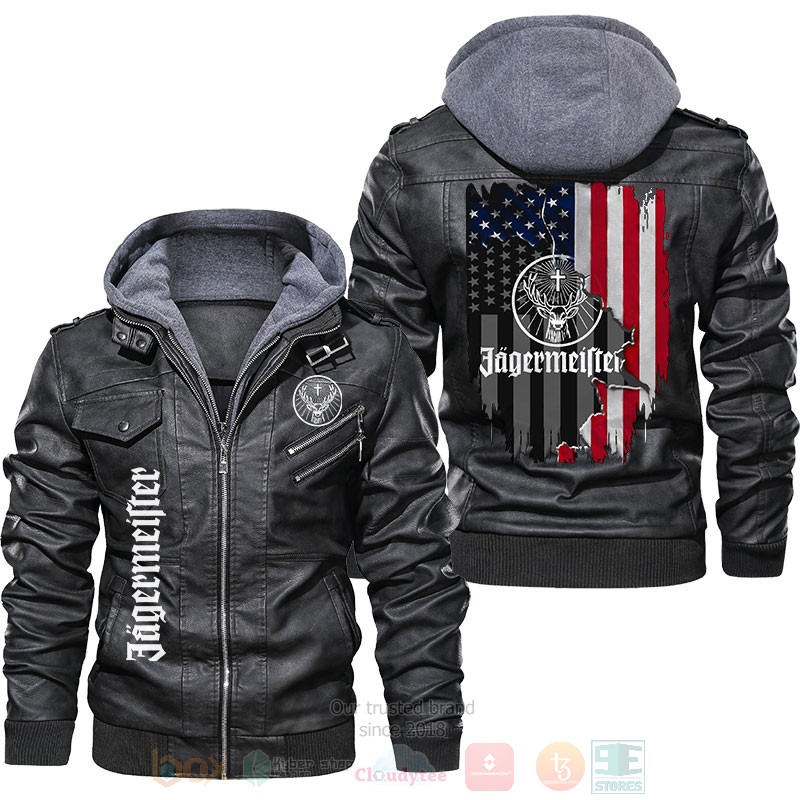 American Flag Jagermeister Rum Leather Jacket