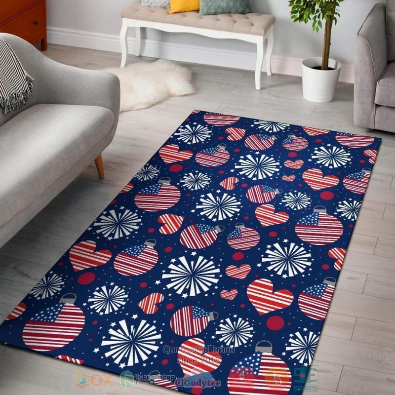 American flag heart blue Rug