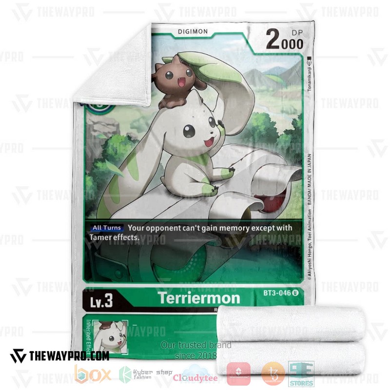 NEW Anime Digimon Terriermon Fleece Blanket 3 Anime Digimon Terriermon Soft Blanket 1 2