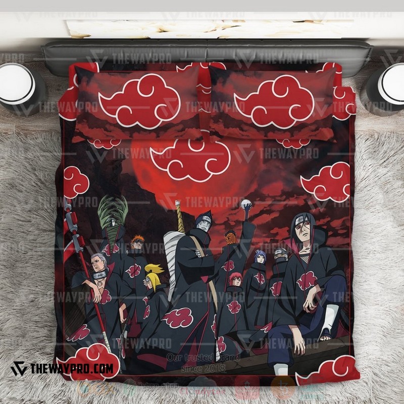Anime Naruto Shippuden Akatsuki Group Pattern Custom Bedding Set