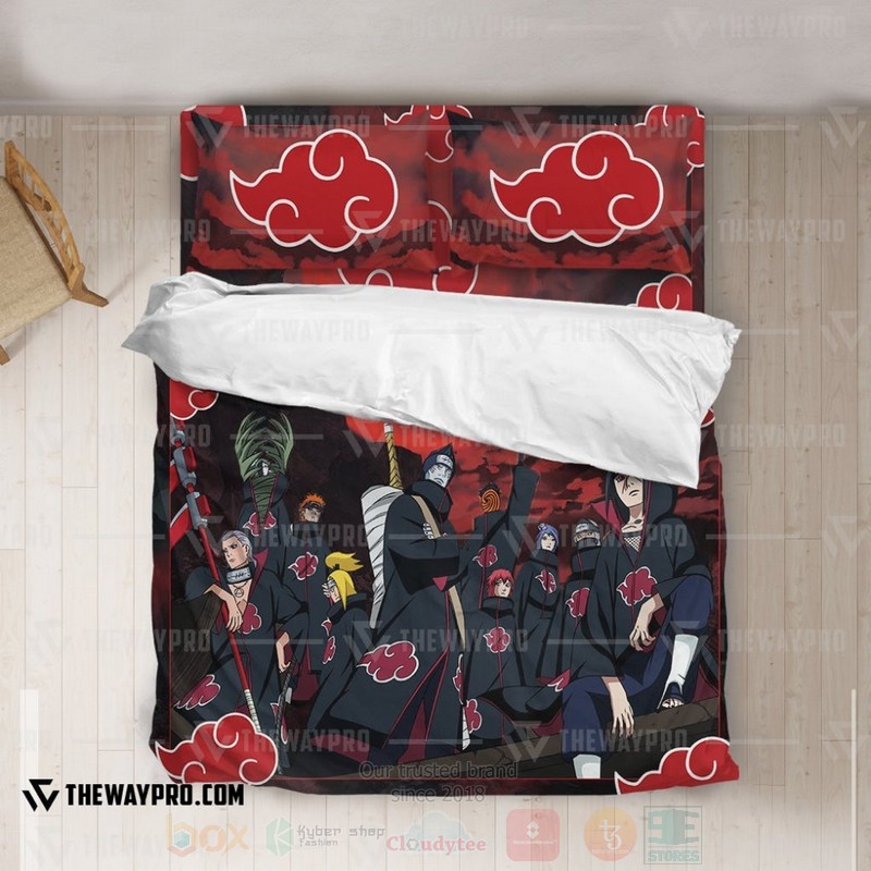 Anime Naruto Shippuden Akatsuki Group Pattern Custom Bedding Set 1