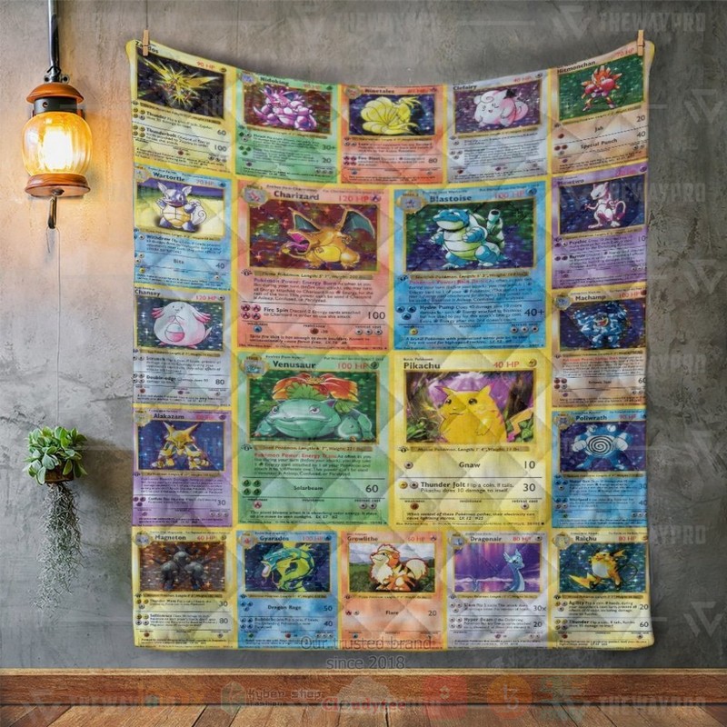 Anime Pokemon 1st Edition Cards Custom Quilt 1