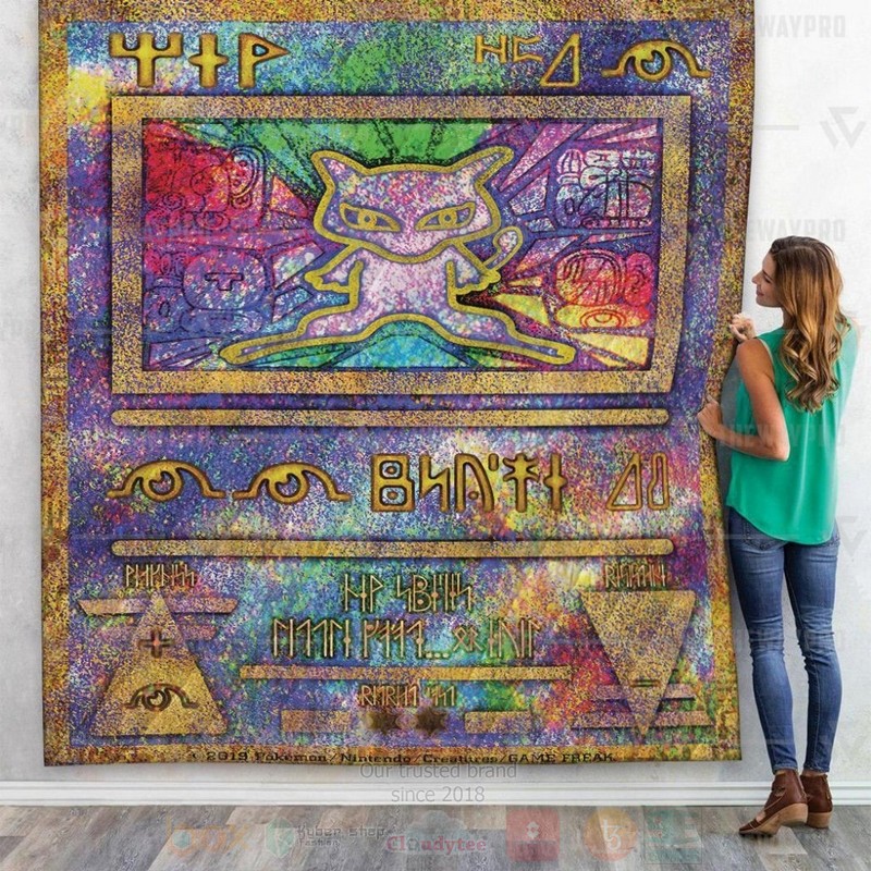 Anime Pokemon Ancient Mew Holo Custom Quilt
