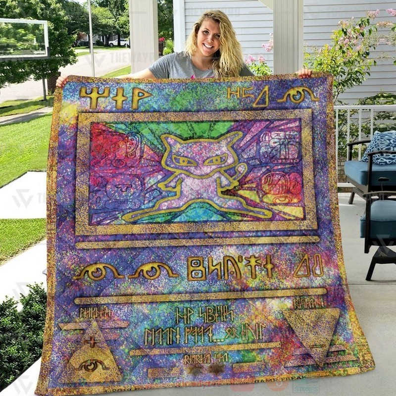 Anime Pokemon Ancient Mew Holo Custom Quilt 1