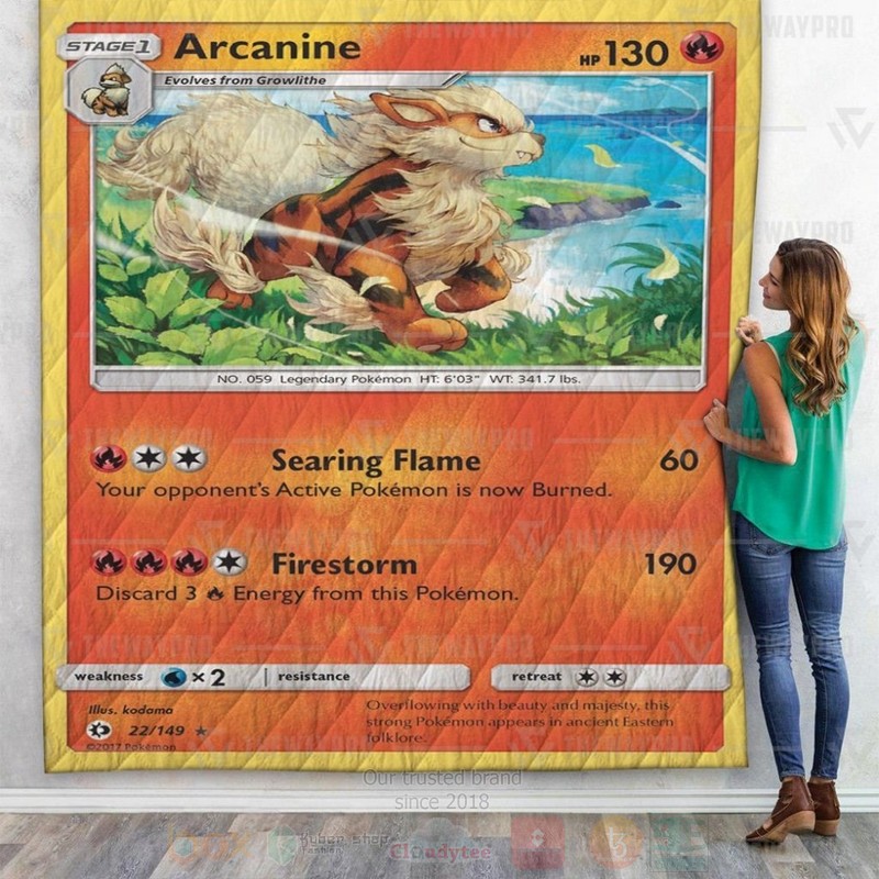 Anime Pokemon Arcanine Custom Quilt