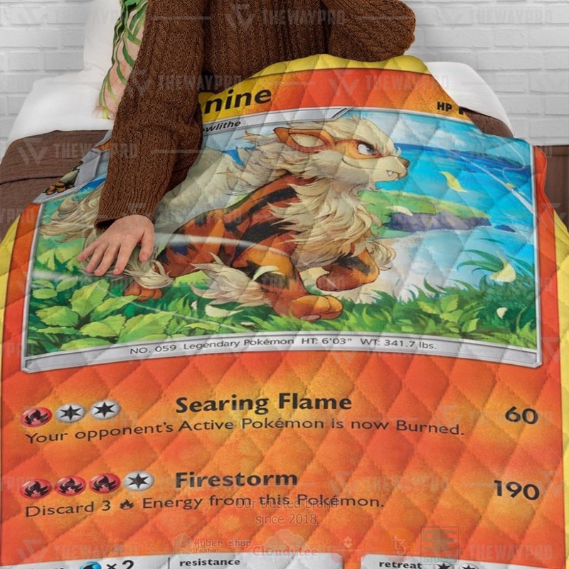 BEST Anime Pokemon Arcanine Quilted Fabric 3 Anime Pokemon Arcanine Custom Quilt 1 2