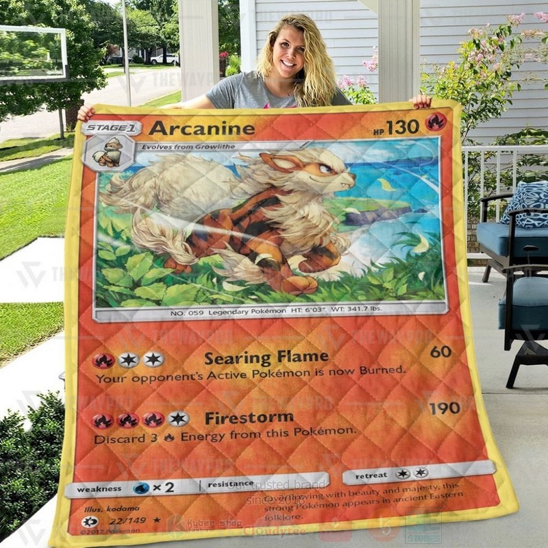 BEST Anime Pokemon Arcanine Quilted Fabric 4 Anime Pokemon Arcanine Custom Quilt 1 2 3
