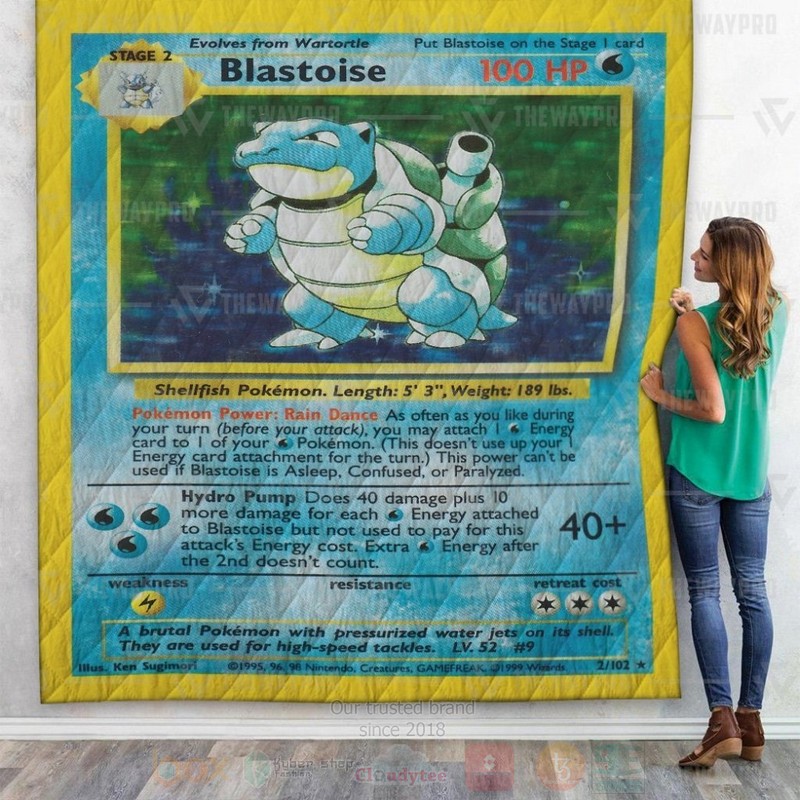 Anime Pokemon Blastoise Card Custom Quilt