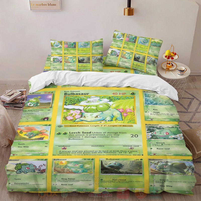 Anime Pokemon Bulbasaur Cards Version 2 Custom Bedding Set