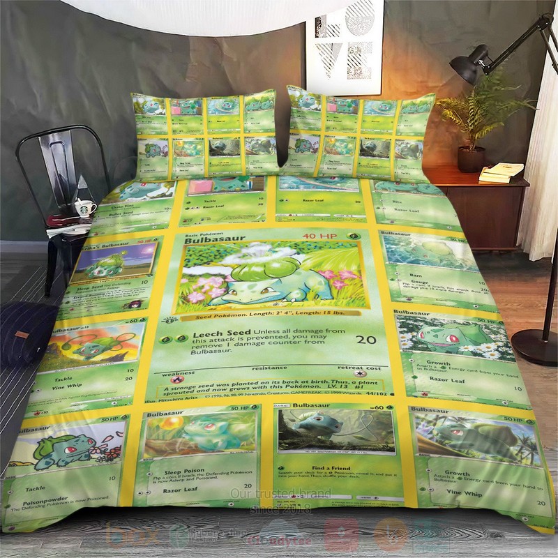 Anime Pokemon Bulbasaur Cards Version 2 Custom Bedding Set 1