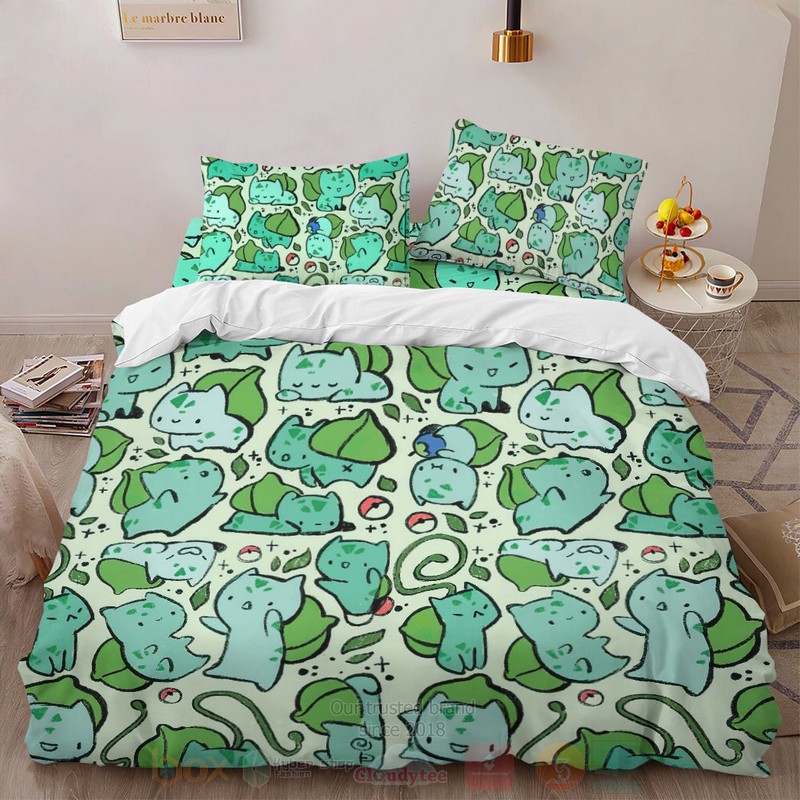Anime Pokemon Bulbasaur Pattern Custom Bedding Set