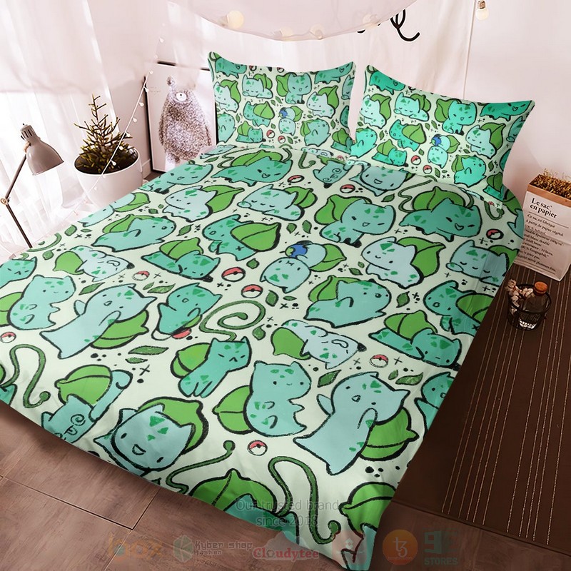 Anime Pokemon Bulbasaur Pattern Custom Bedding Set 1