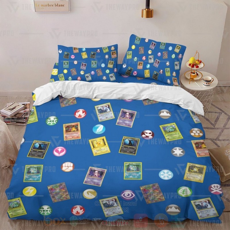 Anime Pokemon Cards And Elements Custom Bedding Set