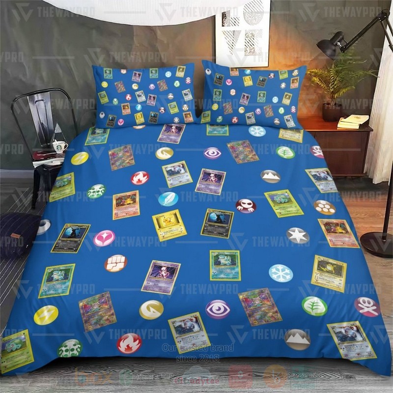 Anime Pokemon Cards And Elements Custom Bedding Set 1