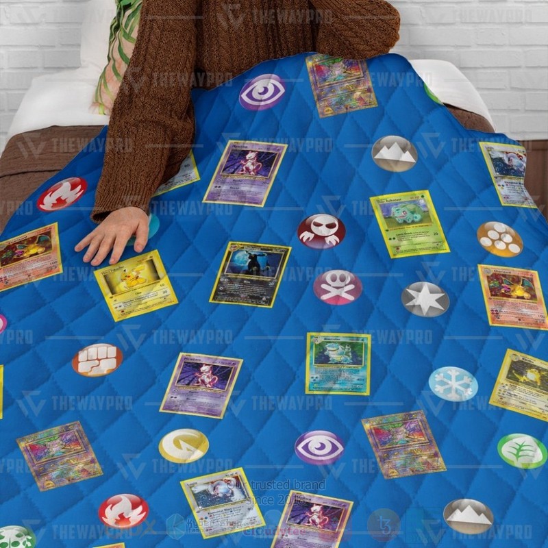 BEST Anime Pokemon Cards And Elements Quilted Fabric 4 Anime Pokemon Cards And Elements Custom Quilt 1 2 3