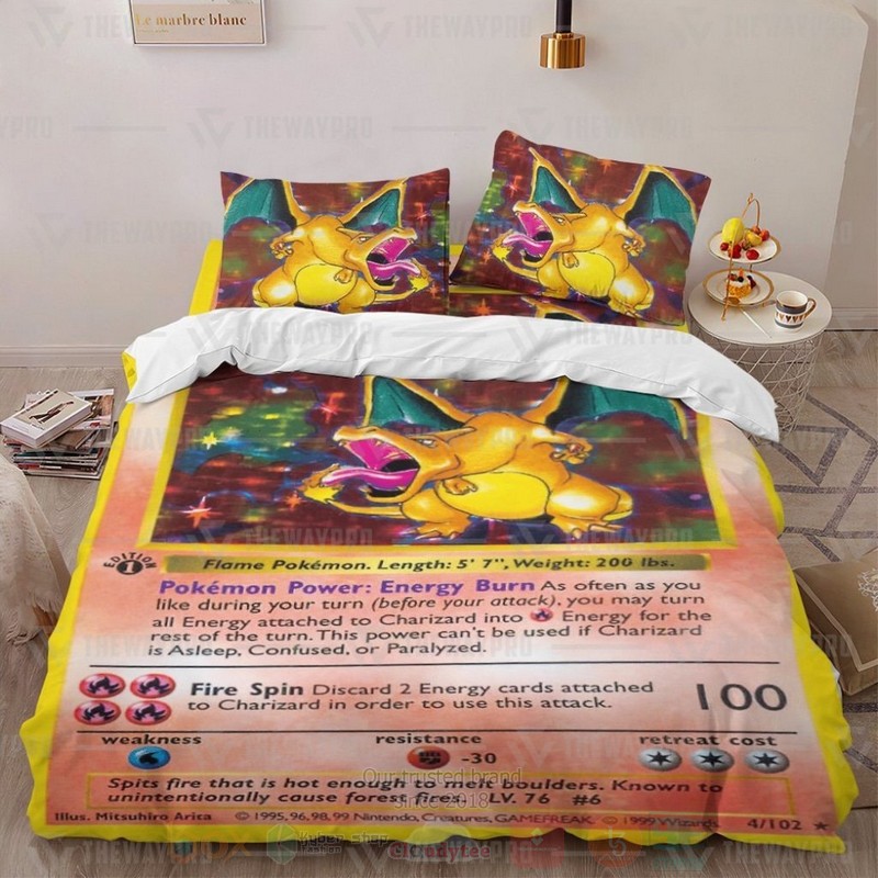 Anime Pokemon Charizard Card Custom Bedding Set